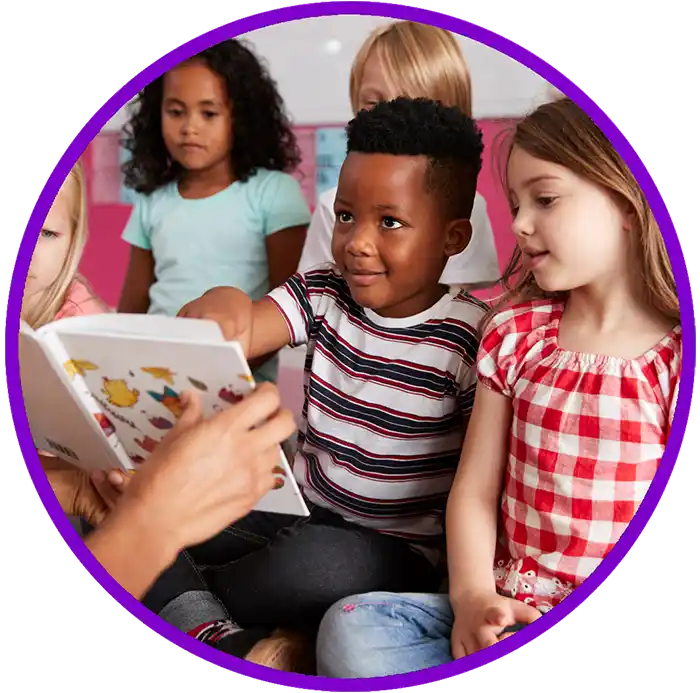 Teacher in classroom with kids