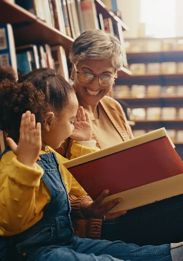 Teacher reading to a child