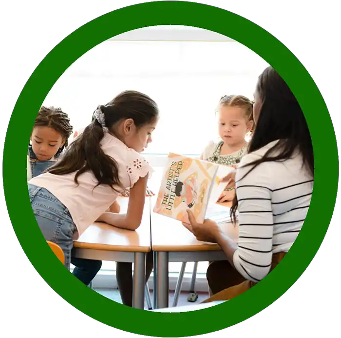 Teacher reading to kids